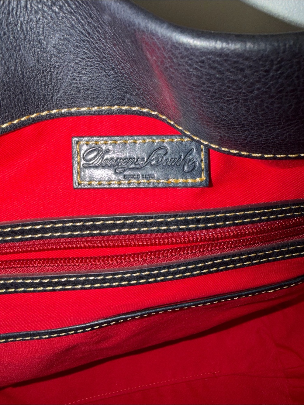 Dooney & Bourke Black Leather Tote with Gold Hardware w/dustbag - Picture 3 of 8